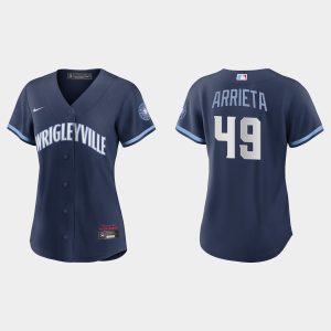 Superb Chicago Cubs #49 Jake Arrieta Women's Nike 2021 City Connect Navy MLB Jersey With high demand Don't miss out Order now to wear your team colors