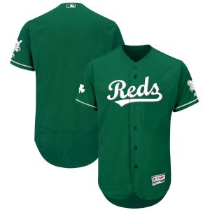 Superb Cincinnati Reds Majestic St. Patrick's Day Flex Base Authentic Collection Celtic Team Jersey Green