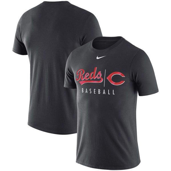 Superb Cincinnati Reds Nike MLB Practice T Shirt Anthracite