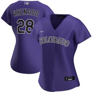 Superb Colorado Rockies #28 Nolan Arenado Nike Women's Alternate 2020 MLB Player Jersey Purple Act fast Only a few left Secure yours today