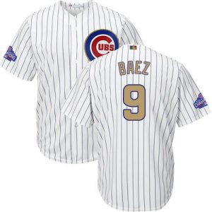 Superb Cubs #9 Javier Baez White(Blue Strip) 2017 Gold Program Cool Base Stitched Youth MLB Jersey Be among the first buyers Order now to enjoy top notch quality