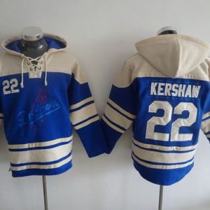 Superb Dodgers #22 Clayton Kershaw Blue Sawyer Hooded Sweatshirt MLB Hoodie