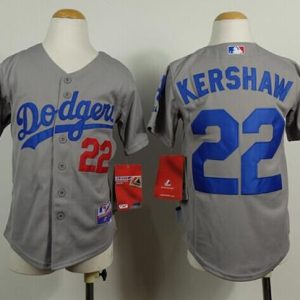 Superb Dodgers #22 Clayton Kershaw Grey Cool Base Stitched Youth MLB Jersey Collectors this is a must have Add it to your collection by ordering
