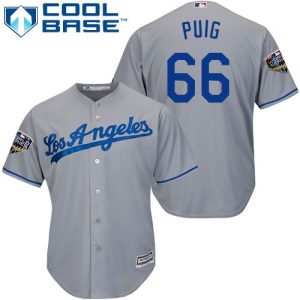 Superb Dodgers #66 Yasiel Puig Grey Cool Base 2018 World Series Stitched Youth MLB Jersey Hurry Exclusive offer Place your order immediately for a great jersey
