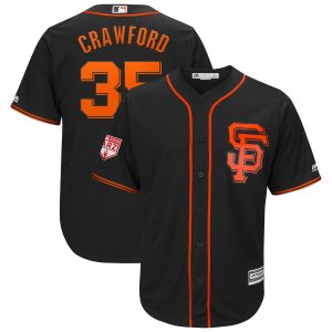 Superb Giants #35 Brandon Crawford Black 2019 Spring Training Cool Base Stitched MLB Jersey