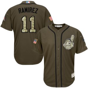 Superb Guardians #11 Jose Ramirez Green Salute to Service Stitched MLB Jersey