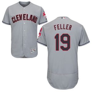 Superb Guardians #19 Bob Feller Grey Flexbase Authentic Collection Stitched MLB Jersey