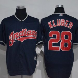 Superb Guardians #28 Corey Kluber Navy Blue New Cool Base Stitched MLB Jersey