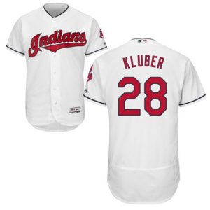 Superb Guardians #28 Corey Kluber White Flexbase Authentic Collection Stitched MLB Jersey