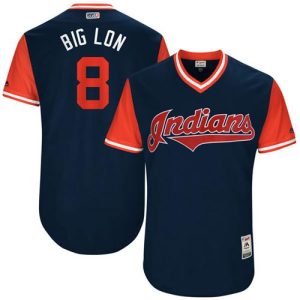 Superb Guardians #8 Lonnie Chisenhall Navy Big Lon Players Weekend Authentic Stitched MLB Jersey