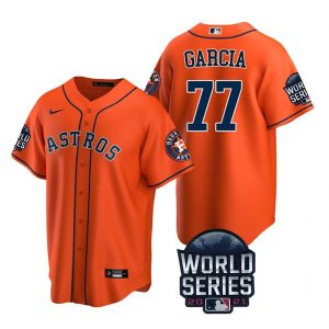 Superb Houston Astros #77 Luis Garcia Youth Nike 150th Anniversary 2021 World Series Game MLB Jersey   Orange Hurry Exclusive offer Place your order immediately for a great jersey