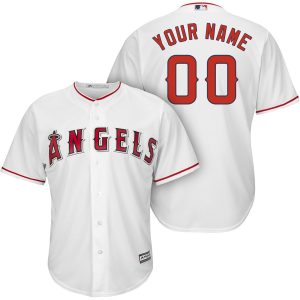 Superb Los Angeles Angels Majestic Cool Base Custom Jersey White