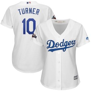 Superb Los Angeles Dodgers #10 Justin Turner Majestic Women's 2019 Postseason Home Official Cool Base Player Jersey White Hurry Exclusive offer Place your order immediately for a great jersey