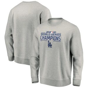 Superb Los Angeles Dodgers 2020 World Series Champions Logo Pullover Sweatshirt Heather Gray Collectors this is a must have Add it to your collection by ordering
