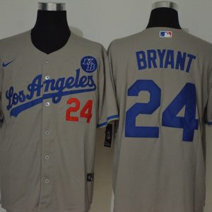Superb Los Angeles Dodgers #24 Kobe Bryant Men??s Nike Grey Cool Base 2020 KB Patch MLB Jersey