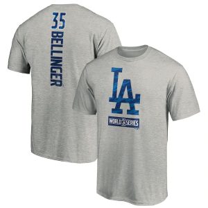 Superb Los Angeles Dodgers #35 Cody Bellinger 2020 World Series Bound Name & Number T Shirt Gray With high demand Don't miss out Order now to wear your team colors