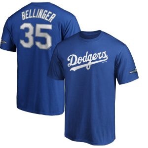 Superb Los Angeles Dodgers #35 Cody Bellinger Majestic 2019 Postseason Name & Number T Shirt Royal