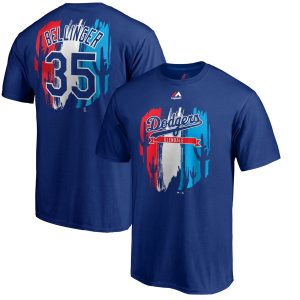 Superb Los Angeles Dodgers #35 Cody Bellinger Majestic 2019 Spring Training Big & Tall Name & Number T Shirt Royal