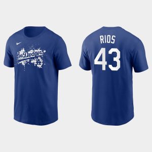 Superb Los Angeles Dodgers #43 Edwin Rios Men's 2021 City Connect Graphic T Shirt Royal Retailers boost your inventory Order now to meet customer demand