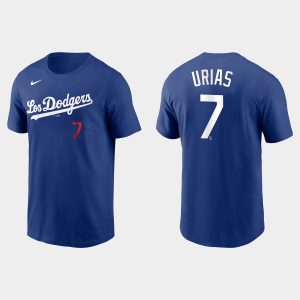 Superb Los Angeles Dodgers #7 Julio Urias Men's Royal 2021 City Connect Name & Number Royal T Shirt Retailers boost your inventory Order now to meet customer demand