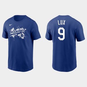 Superb Los Angeles Dodgers #9 Gavin Lux Men's 2021 City Connect Graphic T Shirt Royal Limited stock Order now to show your love for your team