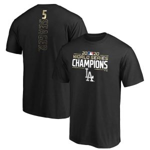 Superb Los Angeles Dodgers Corey Seager 2020 World Series Champions Name & Number T Shirt Black Act fast Only a few left Secure yours today