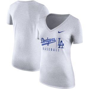 Superb Los Angeles Dodgers Nike Women's Tri Blend Practice T Shirt White