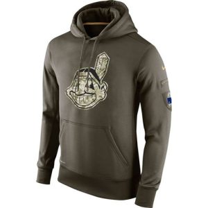 Superb Men's Cleveland Guardians Nike Olive Salute To Service KO Performance Hoodie
