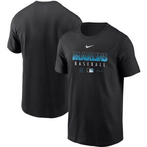 Superb Men's Miami Marlins Nike Black Authentic Collection Team Performance T Shirt