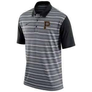 Superb Men's Pittsburgh Pirates Nike Gray Dri FIT Stripe Polo