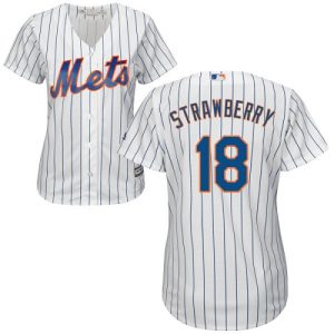 Superb Mets #18 Darryl Strawberry White(Blue Strip) Home Women's Stitched MLB Jersey Retailers boost your inventory Order now to meet customer demand