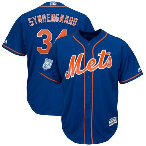 Superb Mets #34 Noah Syndergaard Blue 2019 Spring Training Cool Base Stitched MLB Jersey