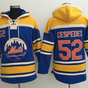 Superb Mets #52 Yoenis Cespedes Blue Sawyer Hooded Sweatshirt MLB Hoodie