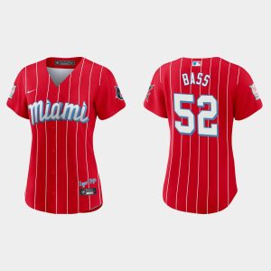 Superb Miami Marlins #52 Anthony Bass Women's Nike 2021 City Connect Authentic MLB Jersey Red Act fast Only a few left Secure yours today