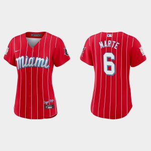Superb Miami Marlins #6 Starling Marte Women's Nike 2021 City Connect Authentic MLB Jersey Red Hurry Exclusive offer Place your order immediately for a great jersey