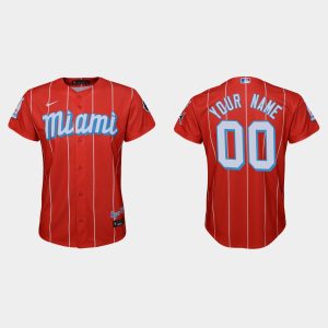 Superb Miami Marlins Custom Women's Nike 2021 City Connect Authentic MLB Jersey Red