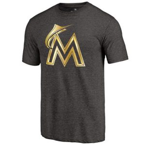 Superb Miami Marlins Fanatics Apparel Gold Collection Tri Blend T Shirt Black