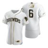 Superb Milwaukee Brewers #6 Lorenzo Cain White Nike Men's Authentic Golden Edition MLB Jersey