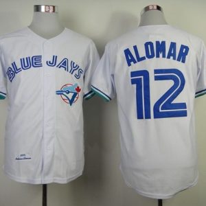 Superb Mitchell And Ness 1993 Blue Jays #12 Roberto Alomar White Throwback Stitched MLB Jersey