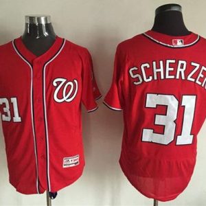 Superb Nationals #31 Max Scherzer Red Flexbase Authentic Collection Stitched MLB Jersey