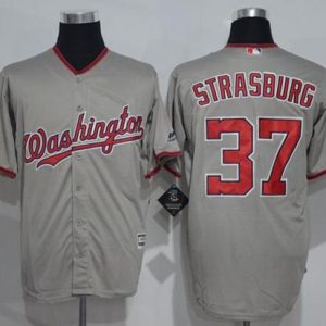 Superb Nationals #37 Stephen Strasburg Grey New Cool Base Stitched MLB Jersey