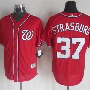 Superb Nationals #37 Stephen Strasburg Red New Cool Base Stitched MLB Jersey