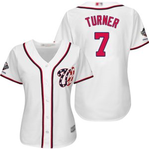 Superb Nationals #7 Trea Turner White Home 2019 World Series Champions Women's Stitched MLB Jersey For a short time available Grab yours quickly to own a team jersey