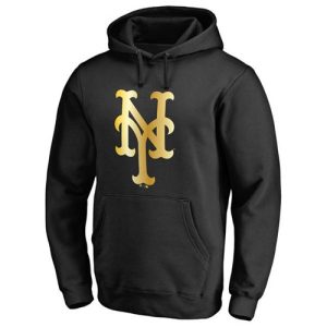 Superb New York Mets Gold Collection Pullover Hoodie Black