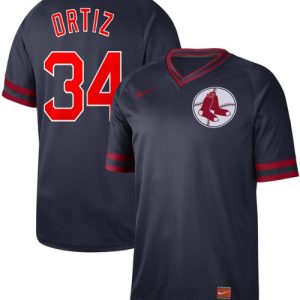 Superb Nike Red Sox #34 David Ortiz Navy Authentic Cooperstown Collection Stitched MLB Jersey