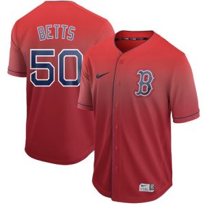 Superb Nike Red Sox #50 Mookie Betts Red Fade Authentic Stitched MLB Jersey