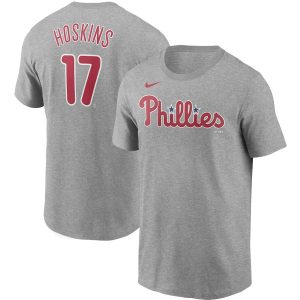Superb Philadelphia Phillies #17 Rhys Hoskins Nike Name & Number T Shirt Gray With high demand Don't miss out Order now to wear your team colors