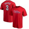 Superb Philadelphia Phillies #3 Bryce Harper Majestic Big & Tall Name & Number T Shirt Red