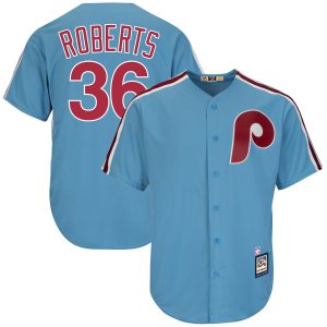 Superb Philadelphia Phillies #36 Robin Roberts Majestic Cooperstown Collection Cool Base Player Jersey Light Blue