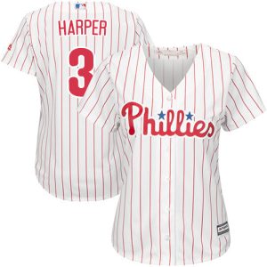 Superb Phillies #3 Bryce Harper White(Red Strip) Home Women's Stitched MLB Jersey Act fast Only a few left Secure yours today